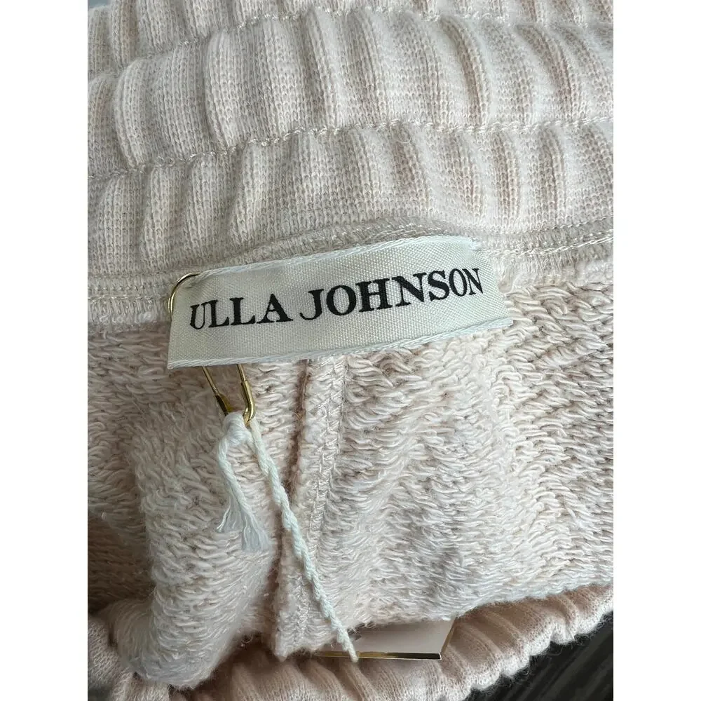 ULLA JOHNSON Cream Brown Drawstring Waist Floral Rose Charley Pant Size L NEW